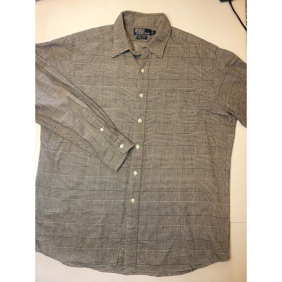 Polo Ralph Lauren Shirt Men's L Black/White Houndstooth Button Up Lowell Sport - Picture 10 of 11